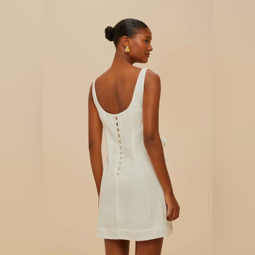 FARM Rio Off-White Sleeveless Euroflax Premium Linen Mini Dress - Picture 3 of 8